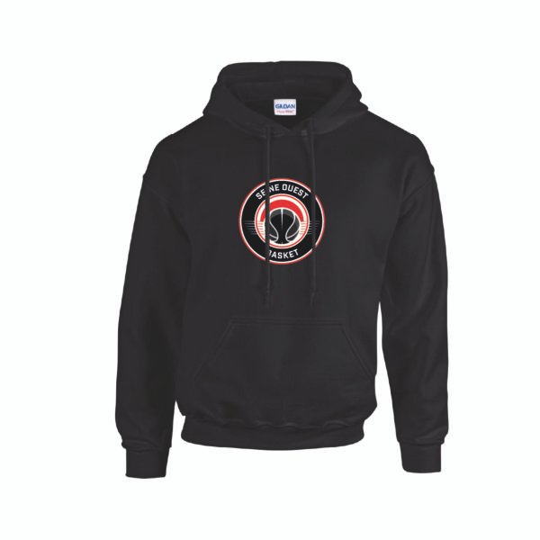 Sweat à capuche noir SEINE OUEST BASKET