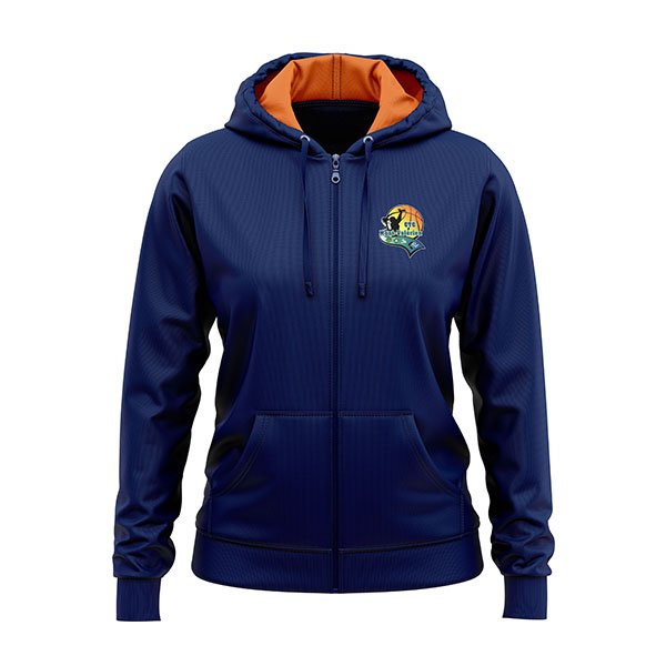 Sweat zippé à capuche contrasté personnalisble pour le basket-ball