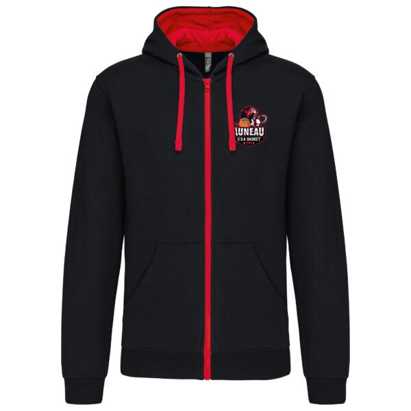 Sweat zippé bi-color 280G LOGO COEUR