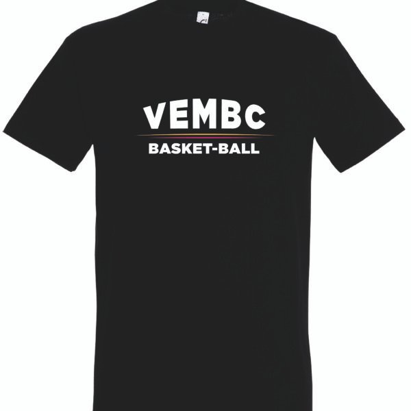 T-shirt noir coton unisexe VEMBC