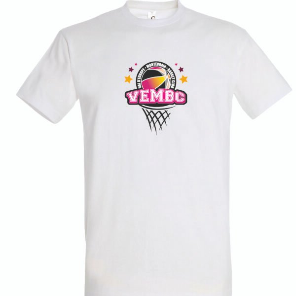 T-shirt blanc coton unisexe VEMBC